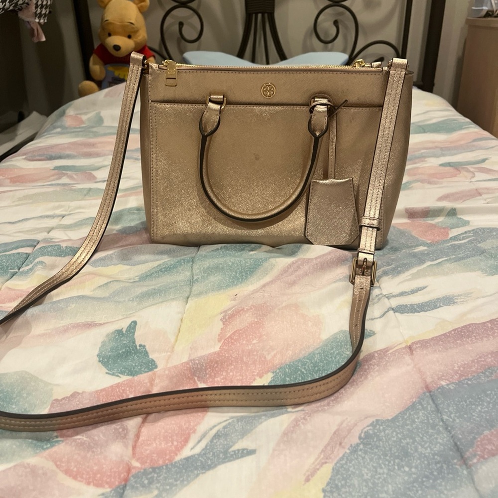 Tory Burch Pink Gold Tote Crossbody